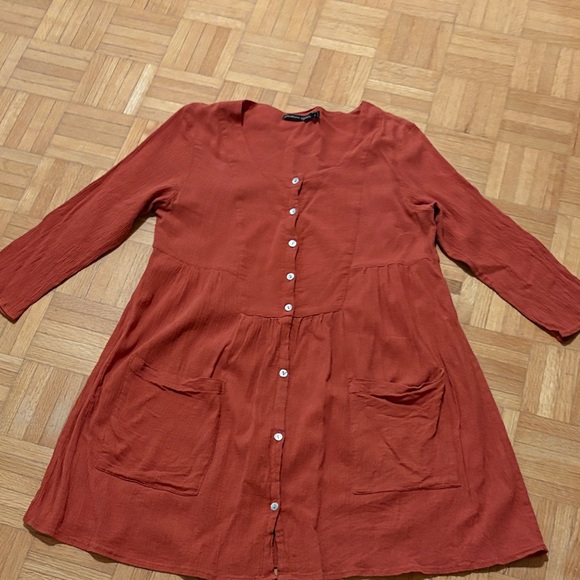 Gudrun Sjoden Tops - Gudrun Sjoden Rust Button-Down Dress with Pockets